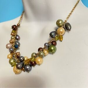 PREMIER DESIGNS Multicolored Pear & Crystal Beads Gold Tone Chain Necklace